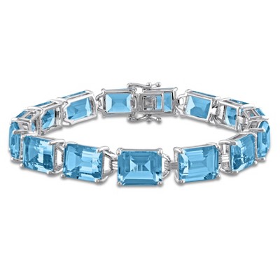 EVERLY JEWELRY | Sterling Silver 59 3/4 CT TGW Sky Blue Topaz Bracelet, 7.25-inch