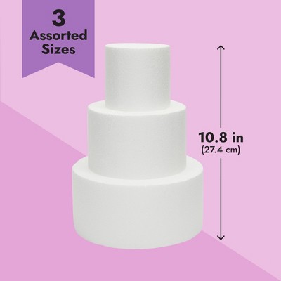 White Foam 3-Tier Round Cake Dummy Set for Decorating