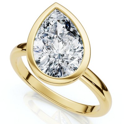 Pompeii3 Certified 2Ct Pear Solitaire Diamond Engagement Ring 14k Gold or Pt Lab Created