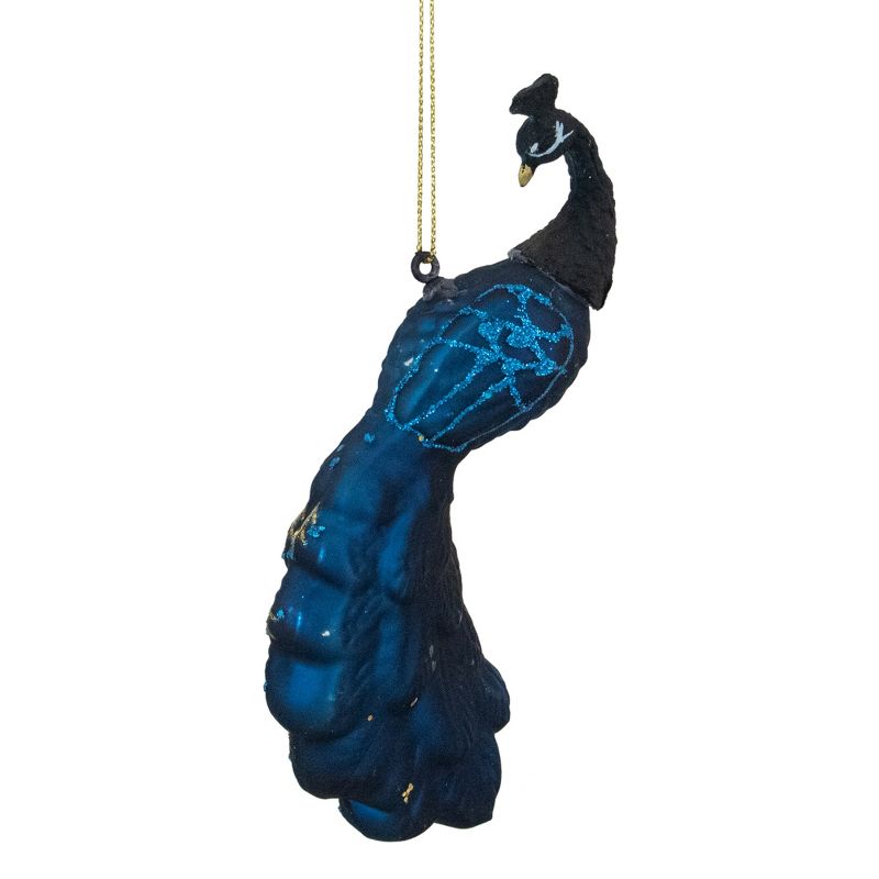 Northlight 6" Blue Glittered Peacock Glass Christmas Ornament, 4 of 6