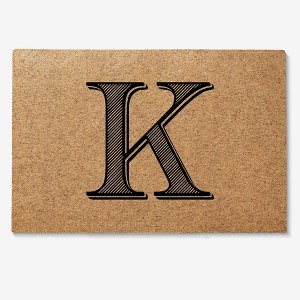 Personalization Mall Noir Initial 18x27 Synthetic Coir Doormat - 1 of 1