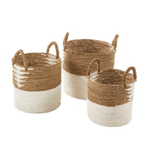 Saro Lifestyle Natural Abaca Nesting Basket (Set of 3) Beige - 1 of 4