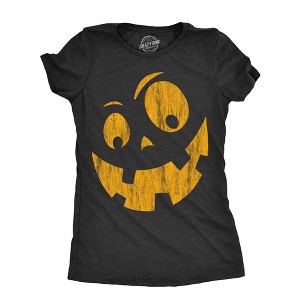 Womens Silly Jack Pumpkin T Shirt Funny Halloween Jack O Lantern Goofy Smile Tee For Ladies - Crazy Dog Women's T Shirt - 1 of 4
