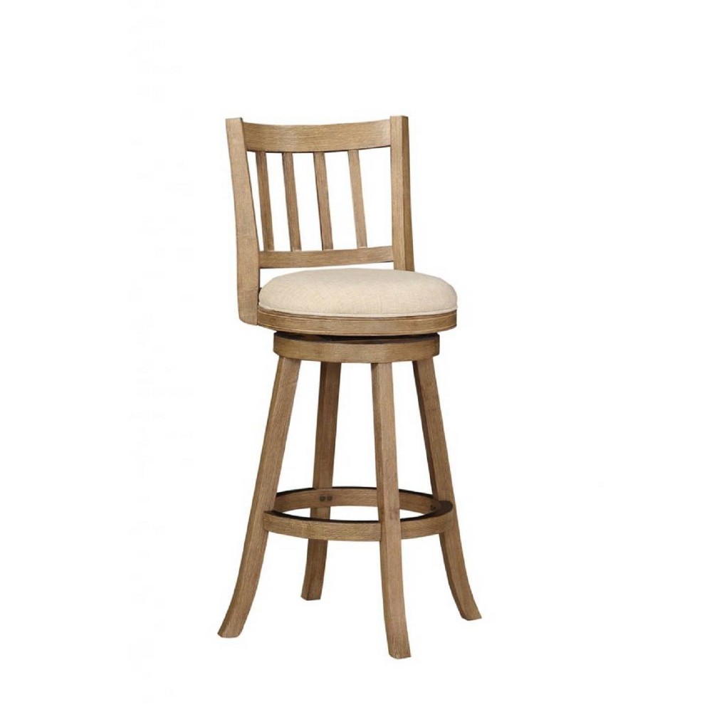 29" Sheldon Barstool Driftwood Ivory - Boraam: Upholstered Linen, Rubberwood Legs, Fixed Height
