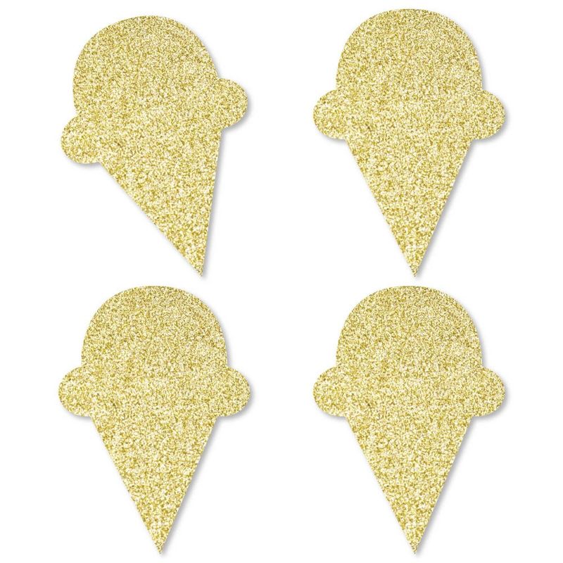 Big Dot of Happiness Gold Glitter Ice Cream Cone - No-Mess Real Gold Glitter Cut-Outs - Ice Cream Confetti - Set of 24, 1 of 7