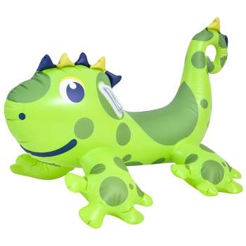 Pool Central 46.5" Inflatable Green Spotted Dinosaur Ride-On Pool Float