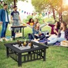 Tangkula 3 in 1 Patio Fire Pit Table Outdoor Square Fire bowel w/ BBQ Grill & Rain Cover - 2 of 4