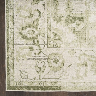 Ivory Green Synthetic Medallion 3'3" x 5' Machine Washable Area Rug