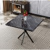 38.60"Square Dining Table Set, Mid Century Modern Square Dining Table for 4 Person, Faux Marble Tabletop, Iron Legs,Black+Blue - 3 of 4