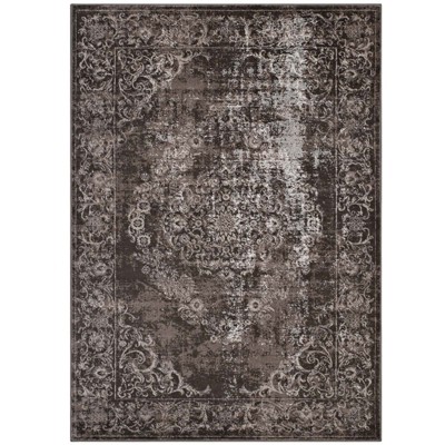 Modway Gamela Rustic Vintage Ornate Floral Medallion 8x10 Area Rug - Light and Dark Brown,  100% Soft Heat-Set Polypropylene ,  Tight Low Pile Weave