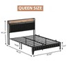 Bed Frame with Led Lights and Storage Headboard, Upholstered Platform Bed with Charging Station, Heavy Duty, No Box Spring Needed, Easy Assembly - 2 of 4
