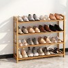 SEVOBAL 4 Tiers Large Bamboo Storage Organizer 4 Tier Shoe Shelf 12-Batten 16-Pair Shoes Stackable Cabinet for Living Room, Brown, 29.53"*10.43"*3.94" - 2 of 4