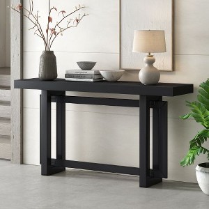 PAGED Minimalist Concrete Texture Console Table with Pine Wood Legs, Extra Long Entryway Table, Entryway Sofa Side Table for Hallway, Foyer - 1 of 4