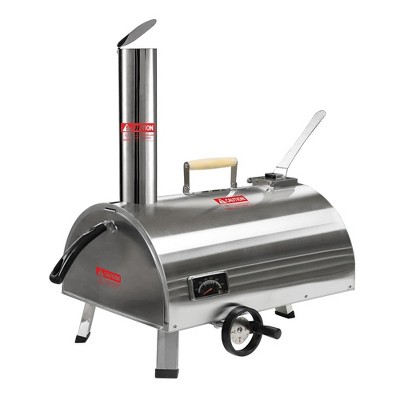 Pizza Oven Outdoor, 12 Inch Portable Stainless Steel Wood Fired Pizza Oven Pizza Maker Semi-Automatic Rotatable Pizza Ovens