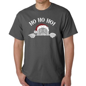 LA Pop Art Peeking Santa - Men's Word Art T-Shirt - 1 of 4