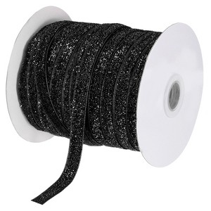 Unique Bargains Single Face Metallic Glitter Velvet Ribbon for DIY Crafts Gift Wrapping - 1 of 3