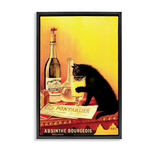 Stupell Industries Vintage Cat & Absinthe Black Framed Floater Canvas Wall Art - 1 of 4