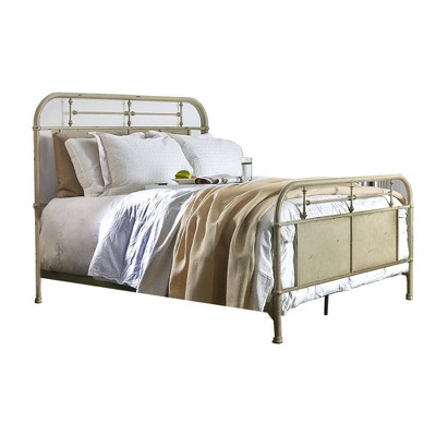 Queen Industrial Style Metal Bed Antique White - Benzara