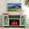 Festivo Farmhouse 62" TV Stand for TVs up to 70" with Fireplace Green - 3 of 4
