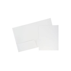 JAM Paper Laminated Glossy 2 Pocket Presentation Folders White 100/Box 385GWHB - 1 of 4