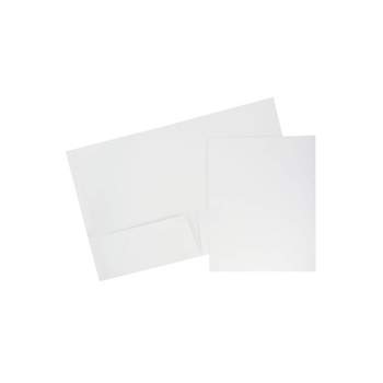 JAM Paper Laminated Glossy 2 Pocket Presentation Folders White 100/Box 385GWHB