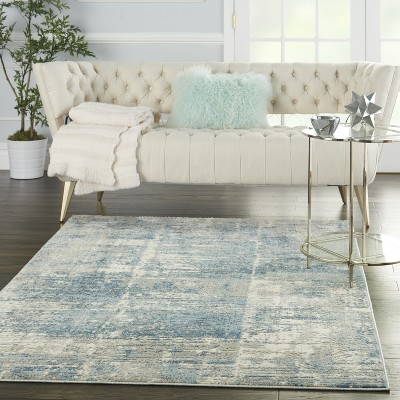 Blue Abstract Hand-knotted Synthetic 5' x 7' Area Rug