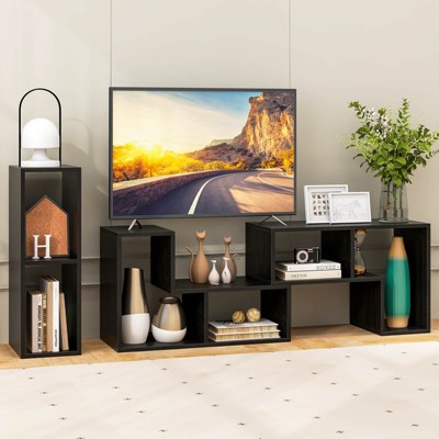 Black Modular 3-Piece TV Stand with Shelves for up to 65" TVs