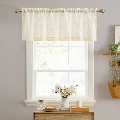 HLC.ME Linda Faux Linen Sheer Short Rod Pocket Curtain Valance Topper for Small Windows, Kitchen and Bathroom - 1 Piece