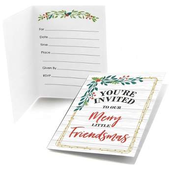 Big Dot of Happiness Rustic Merry Friendsmas - Fill-in Friends Christmas Party Invitations (8 Count)
