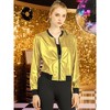 INSPIRE CHIC Women's Holographic Fashion Stand Collar Metallic Lightweight Zip Bomber Jacket - 2 of 4