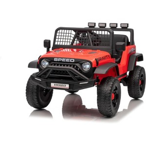 12V Kids Electric Ride-On Truck - Parent Remote Control, 3 Speed Settings, LED Lights & Music Player for Children Ages 3-6 Years - 1 of 4