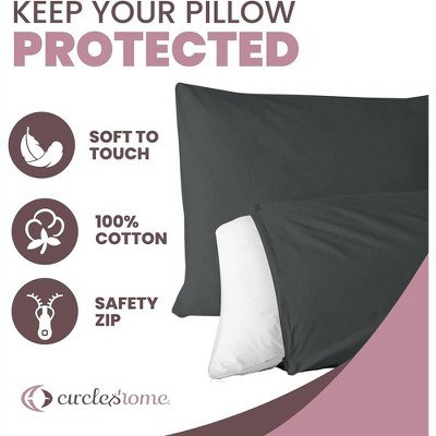 King Size Charcoal Cotton Hypoallergenic Pillow Protectors - 2 Pack