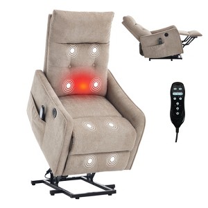 KWPZQEB Power Lift Chair, Single Motor Recliner Chair w/ USB Charging Port & Heavy Duty Motion Mechanism, Massage & Heat for Elderly - 1 of 4