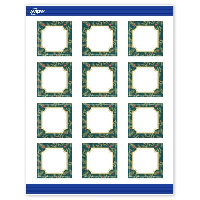 Avery Square Cards, 2" x 2", Gold-Teal Berries, Matte, 120ct