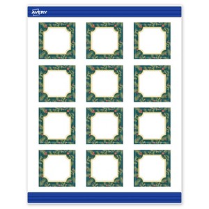 Avery Square Cards, 2" x 2", Gold-Teal Berries, Matte, 120ct - 1 of 4