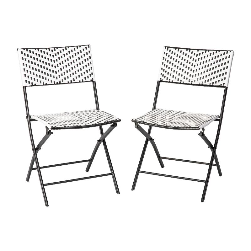 Flash Furniture Rouen Set of Two Folding French Bistro Chairs in PE Rattan with Metal Frames for Indoor and Outdoor Use, 1 of 12