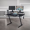 Vynxaria Techni Sport TS-200 Carbon Computer Gaming Desk with Shelving, Black - 2 of 4