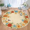 coucheta 4x4 ft Area Rug, Low Pile, Washable Round Rugs,Stain Resistant, Non Slip, Modern Floral Scalloped Carpet for Bedroom, Living Room, Yellow - 3 of 4