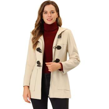 Allegra K Women's Toggle Duffle Hooded Pockets Casual Winter Coat