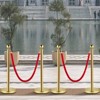 VEVOR Velvet Ropes and Posts, 5 ft/1.5 m Red Rope, Stainless Steel Gold Stanchion with Ball Top, Red Crowd Control Barrier Used for Theaters, Gold - 2 of 4
