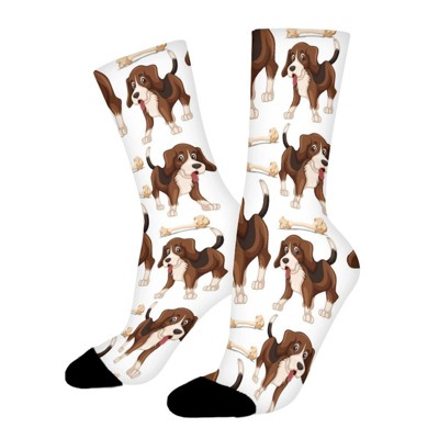 Beagle Dog Women Printed Crew Socks Funny Funky Socks Soft Polyester Novelty Gifts for Artists Men
