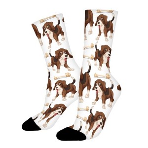 Beagle Dog Women Printed Crew Socks Funny Funky Socks Soft Polyester Novelty Gifts for Artists Men - 1 of 1