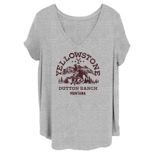 Women's Yellowstone Dutton Ranch Montana Outlines T-Shirt - 1 of 4