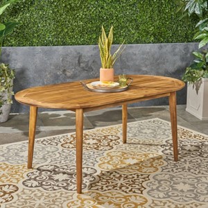 CAVINAS 71 Inch Rectangle Patio Table,Outdoor Dining Table with Acacia Wood Legs,Patio Dining Table for 6 - 1 of 4