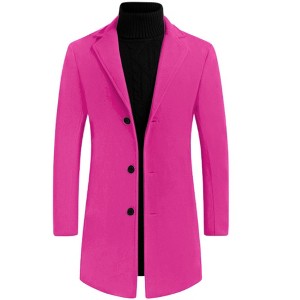 Lars Amadeus Men's Slim Fit Winter Notched Lapel Single Breasted Long Jacket Overcoat - 1 of 4