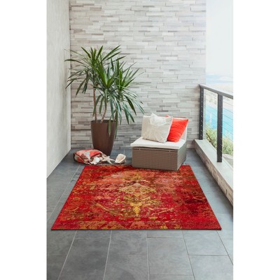 Saffron Kermin Watercolor Effect Indoor/Outdoor Rug 2'7" x 4'3"