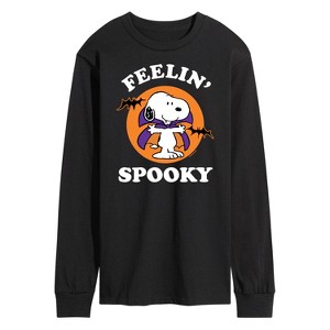 Men's Peanuts Feelin Spooky Long Sleeve Graphic T-Shirt - Black - Large - 1 of 4