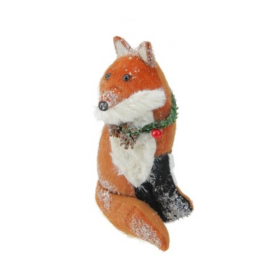 Northlight 6.5" Brown And White Hanging Stuffed Fox Christmas Ornament