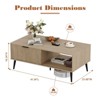 Coffee Table, 41.34" Wooden Coffee Table with Storage Cabinet, Two-Tier Design, Wave-Style Sliding Doors - 3 of 4