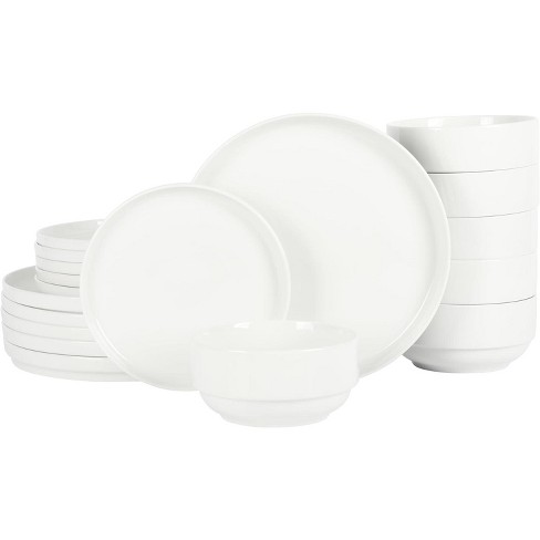 Gibson Home Rothernberg Stackable 18 Piece, Service for 6, White Porcelain Plates and Bowls Set - image 1 of 4